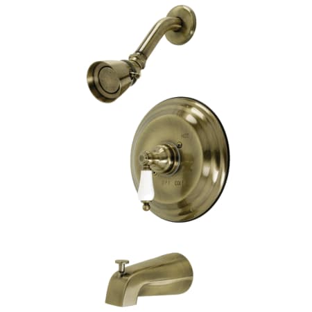 Kingston Brass Restoration Tub and Shower Trim Package with 1.8 GPM Single Function Shower Head Antique Brass