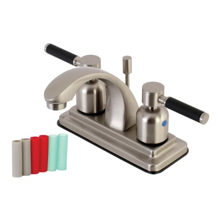 Kingston Brass Kaiser 1.2 GPM Centerset Bathroom Faucet with Pop-Up Drain Assembly Brushed Nickel