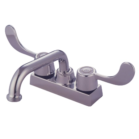 Kingston Brass Vista 4 GPM Deck Mounted Double Handle Laundry Faucet with Metal Handles Polished Chrome