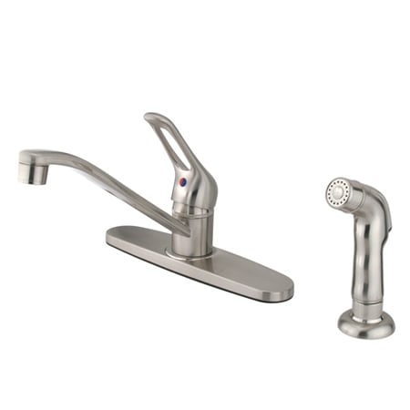 Kingston Brass Wyndham 1.8 GPM Standard Kitchen Faucet - Includes Side Spray Brushed Nickel