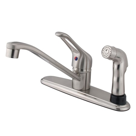 Kingston Brass Wyndham 1.8 GPM Single Hole Kitchen Faucet - Includes Side Spray Brushed Nickel