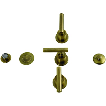 Kingston Brass Manhattan 1.2 GPM Widespread Bidet Faucet with 3 Lever Handles and Pop-Up Drain Assembly Antique Brass