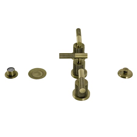 Kingston Brass Convergent 1.5 GPM Widespread Bidet Faucet with 3 Lever Handles and Pop-Up Drain Assembly Antique Brass