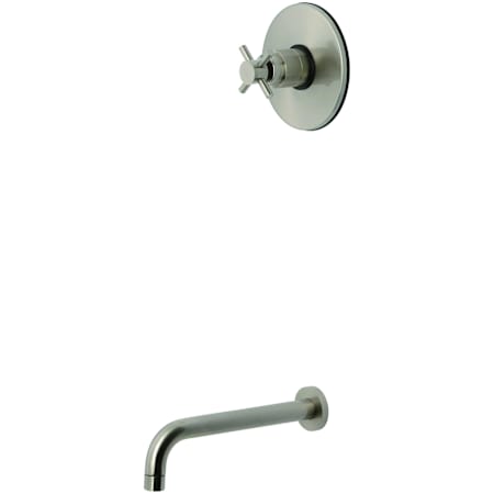 Kingston Brass Concord 10-13/16" Tub Spout with Pressure-Balanced Valve Trim and Cross Handle Brushed Nickel