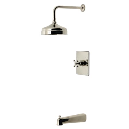 Kingston Brass Revival Tub and Shower Trim Package with 1.8 GPM Single Function Shower Head and Pressure Balanced Valve Polished Nickel