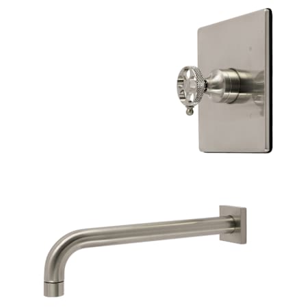 Kingston Brass Webb 11" Wall Mounted Tub Faucet with Pressure Balanced Valve Trim and Wheel Handle Brushed Nickel