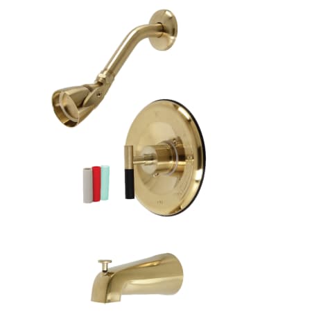 Kingston Brass Kaiser Tub and Shower Trim Package with 1.8 GPM Single Function Shower Head Brushed Brass