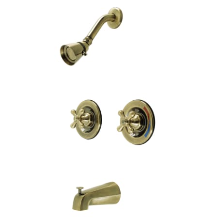 Kingston Brass Vintage Tub and Shower Trim Package With 1.8 GPM Single Function Shower Head with Cross Handles Antique Brass