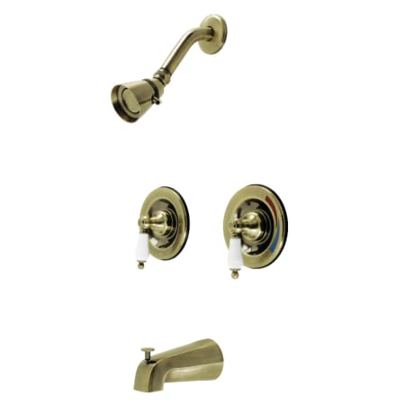 Kingston Brass Vintage Tub and Shower Trim Package with 1.8 GPM Single Function Shower Head Antique Brass
