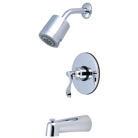 Kingston Brass Nufrench Tub and Shower Trim Package with 1.8 GPM Single Function Shower Head Polished Chrome
