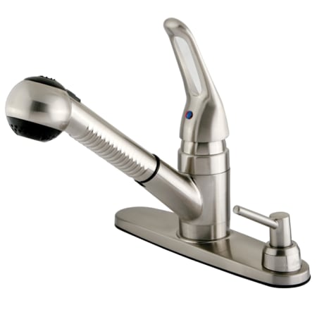 Kingston Brass Wyndham 1.8 GPM Standard Pull Out Kitchen Faucet Brushed Nickel