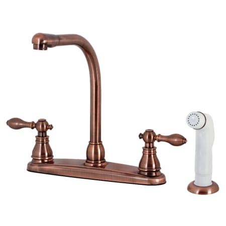 Kingston Brass American Classic 1.8 GPM Centerset Kitchen Faucet – Includes Side Spray, and Escutcheon Antique Copper