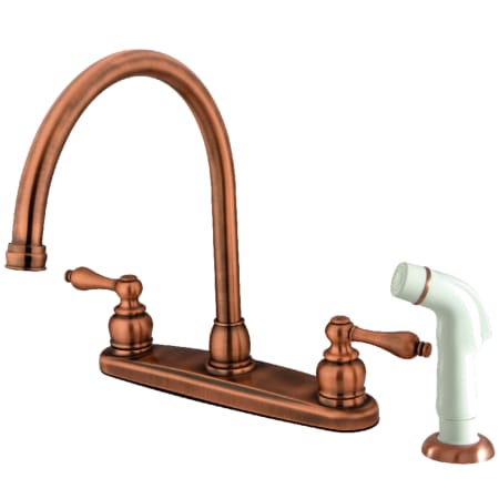 Kingston Brass Vintage 1.8 GPM Standard Kitchen Faucet - Includes Side Spray Antique Copper