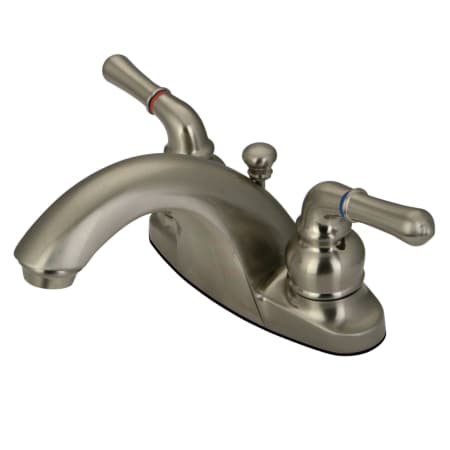 Kingston Brass Naples 1.2 GPM Centerset Bathroom Faucet with Pop-Up Drain Assembly Brushed Nickel