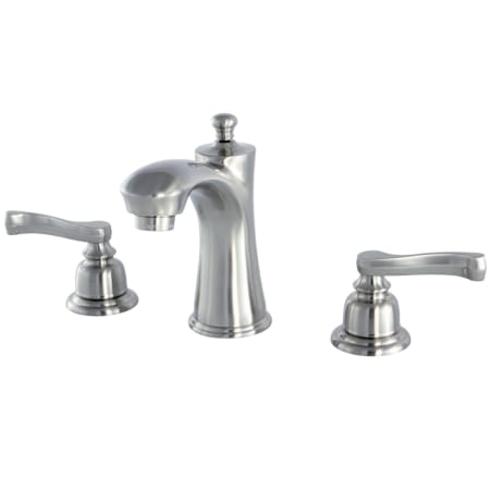 Kingston Brass Royale 1.2 GPM Widespread Bathroom Faucet with Pop-Up Drain Assembly Brushed Nickel