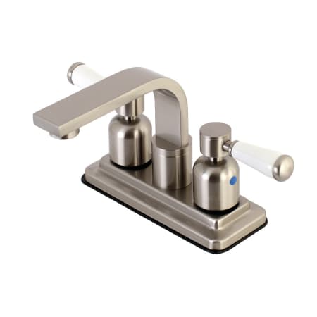 Kingston Brass Paris 1.2 GPM Centerset Bathroom Faucet with Pop-Up Drain Assembly Brushed Nickel
