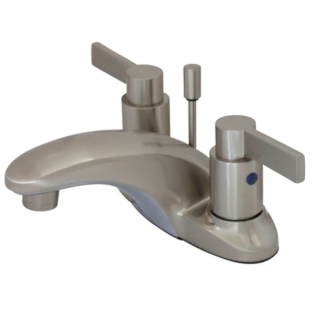 Kingston Brass NuvoFusion 1.2 GPM Centerset Bathroom Faucet with Pop-Up Drain Assembly Brushed Nickel