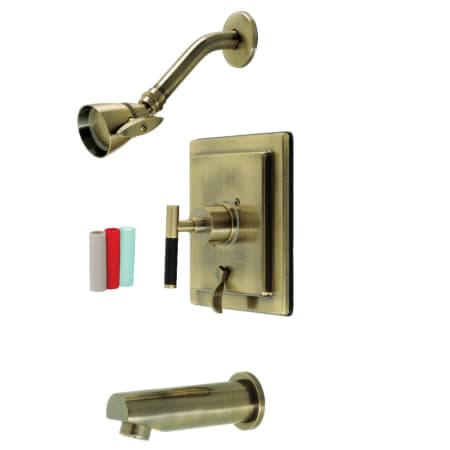 Kingston Brass Kaiser Tub and Shower Trim Package with 1.8 GPM Single Function Shower Head Antique Brass