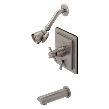 Kingston Brass Tub and Shower Trim Package with 1.8 GPM Multi Function Shower Head Brushed Nickel