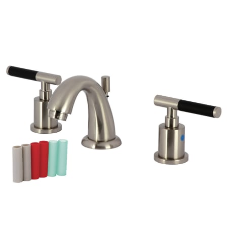 Kingston Brass Kaiser 1.2 GPM Widespread Bathroom Faucet with Pop-Up Drain Assembly Brushed Nickel