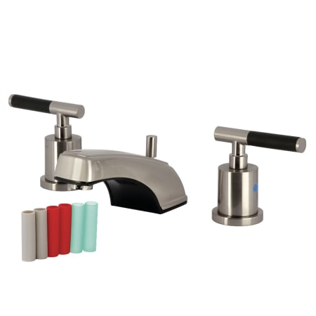 Kingston Brass Kaiser 1.2 GPM Widespread Bathroom Faucet with Pop-Up Drain Assembly Brushed Nickel