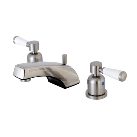 Kingston Brass Paris 1.2 GPM Widespread Bathroom Faucet with Pop-Up Drain Assembly Brushed Nickel