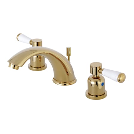 Kingston Brass Paris 1.2 GPM Widespread Bathroom Faucet with Pop-Up Drain Assembly Polished Brass