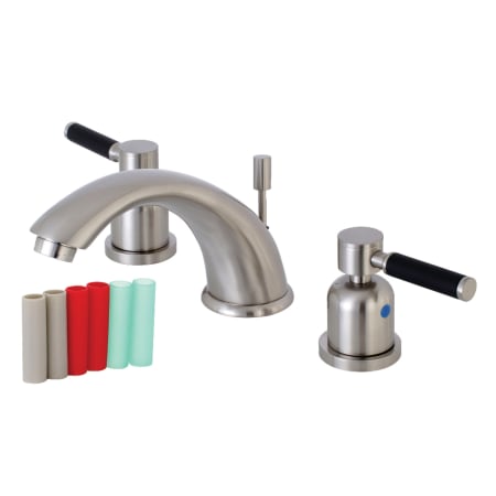 Kingston Brass Kaiser 1.2 GPM Widespread Bathroom Faucet with Pop-Up Drain Assembly Brushed Nickel