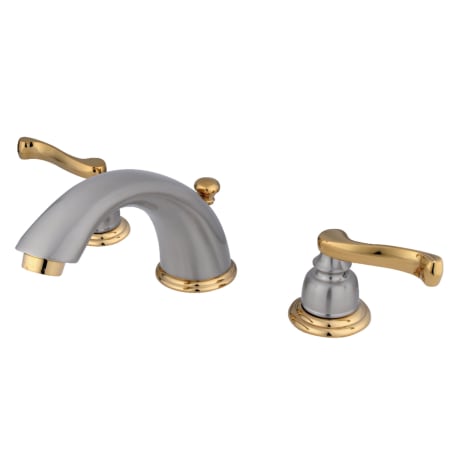 Kingston Brass Royale 1.2 GPM Widespread Bathroom Faucet with Pop-Up Drain Assembly Brushed Nickel / Polished Brass