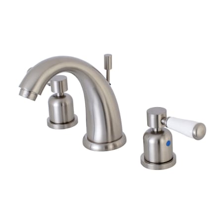 Kingston Brass Paris 1.2 GPM Widespread Bathroom Faucet with Pop-Up Drain Assembly Brushed Nickel