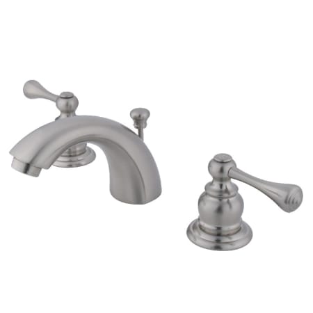 Kingston Brass Vintage 1.2 GPM Widespread Bathroom Faucet with Pop-Up Drain Assembly Brushed Nickel