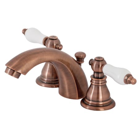 Kingston Brass American Patriot 1.2 GPM Widespread Bathroom Faucet with Pop-Up Drain Assembly Antique Copper