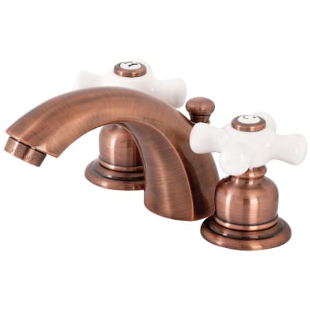 Kingston Brass Victorian 1.2 GPM Widespread Bathroom Faucet with Pop-Up Drain Assembly Antique Copper