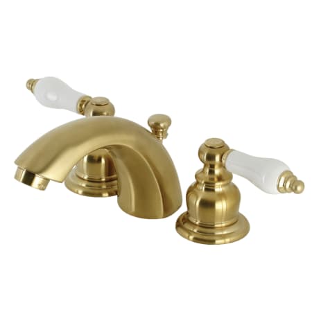 Kingston Brass Victorian 1.2 GPM Widespread Bathroom Faucet with Pop-Up Drain Assembly Brushed Brass