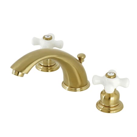 Kingston Brass Magellan 1.2 GPM Widespread Bathroom Faucet with Pop-Up Drain Assembly Brushed Brass