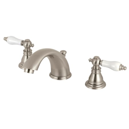 Kingston Brass American Patriot 1.2 GPM Widespread Bathroom Faucet with Pop-Up Drain Assembly Brushed Nickel