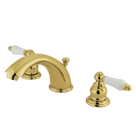 Kingston Brass Victorian 1.2 GPM Widespread Bathroom Faucet with Pop-Up Drain Assembly Polished Brass