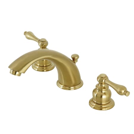 Kingston Brass Victorian 1.2 GPM Widespread Bathroom Faucet with Pop-Up Drain Assembly Brushed Brass