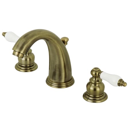 Kingston Brass Victorian 1.2 GPM Widespread Bathroom Faucet with Pop-Up Drain Assembly Antique Brass