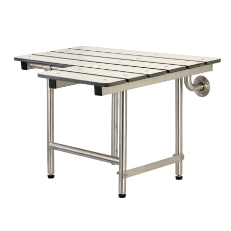 Kingston Brass 28"x21" Wall Mount Folded Shower Seat with Floor Support Brushed Stainless Steel