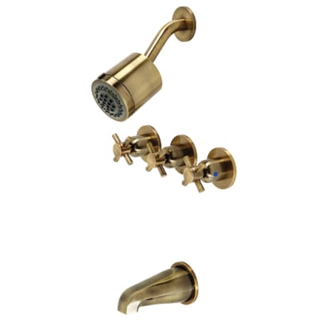 Kingston Brass Concord Tub and Shower Trim Package with 1.8 GPM Multi Function Shower Head Antique Brass
