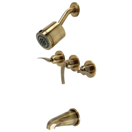 Kingston Brass Centurion Tub and Shower Trim Package with 1.8 GPM Multi Function Shower Head Antique Brass