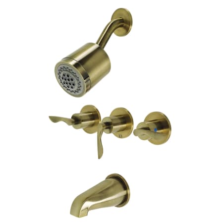 Kingston Brass Serena Tub and Shower Trim Package with Multi Function Shower Head Antique Brass