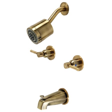 Kingston Brass Concord Tub and Shower Trim Package with 1.8 GPM Multi Function Shower Head Antique Brass