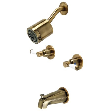 Kingston Brass Paris Tub and Shower Trim Package with 1.8 GPM Multi Function Shower Head Antique Brass
