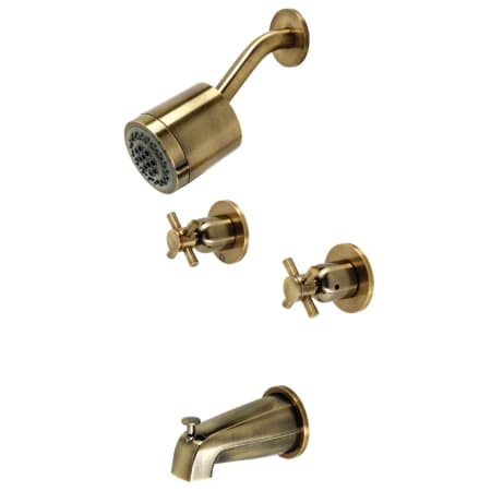 Kingston Brass Concord Tub and Shower Trim Package with 1.8 GPM Multi Function Shower Head Antique Brass