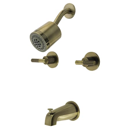 Kingston Brass Convergent Tub and Shower Trim Package with 1.8 GPM Single Function Shower Head and 7.0 GMP Spout Antique Brass