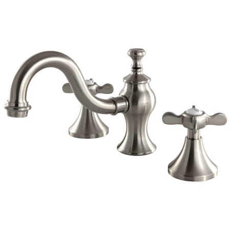 Kingston Brass Essex 1.2 GPM Widespread Bathroom Faucet with Pop-Up Drain Assembly Brushed Nickel