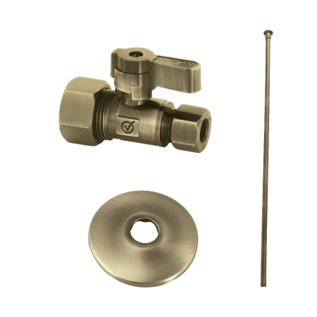 Kingston Brass Trimscape Toilet Supply Kit, 5/8" OD x 3/8" OD Comp Straight Valve Antique Brass
