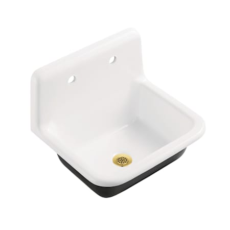 Kingston Brass Petra Galley 22-1/16" Wall Mounted Single Basin Cast Iron Utility Sink White / Brushed Brass